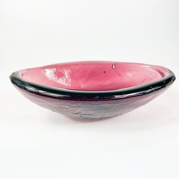 Vintage Blenko Amethyst Textured Art Glass Oval Bowl Cigar Ashtray - Picture 1 of 8